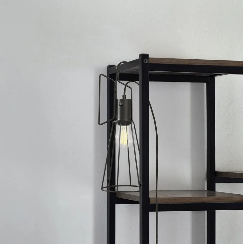 Lindby bordlampe Tharion, sort, metal, Ø 15,4 cm
