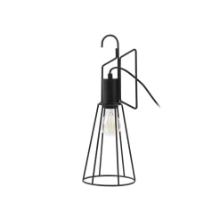Lindby bordlampe Tharion, sort, metal, Ø 15,4 cm