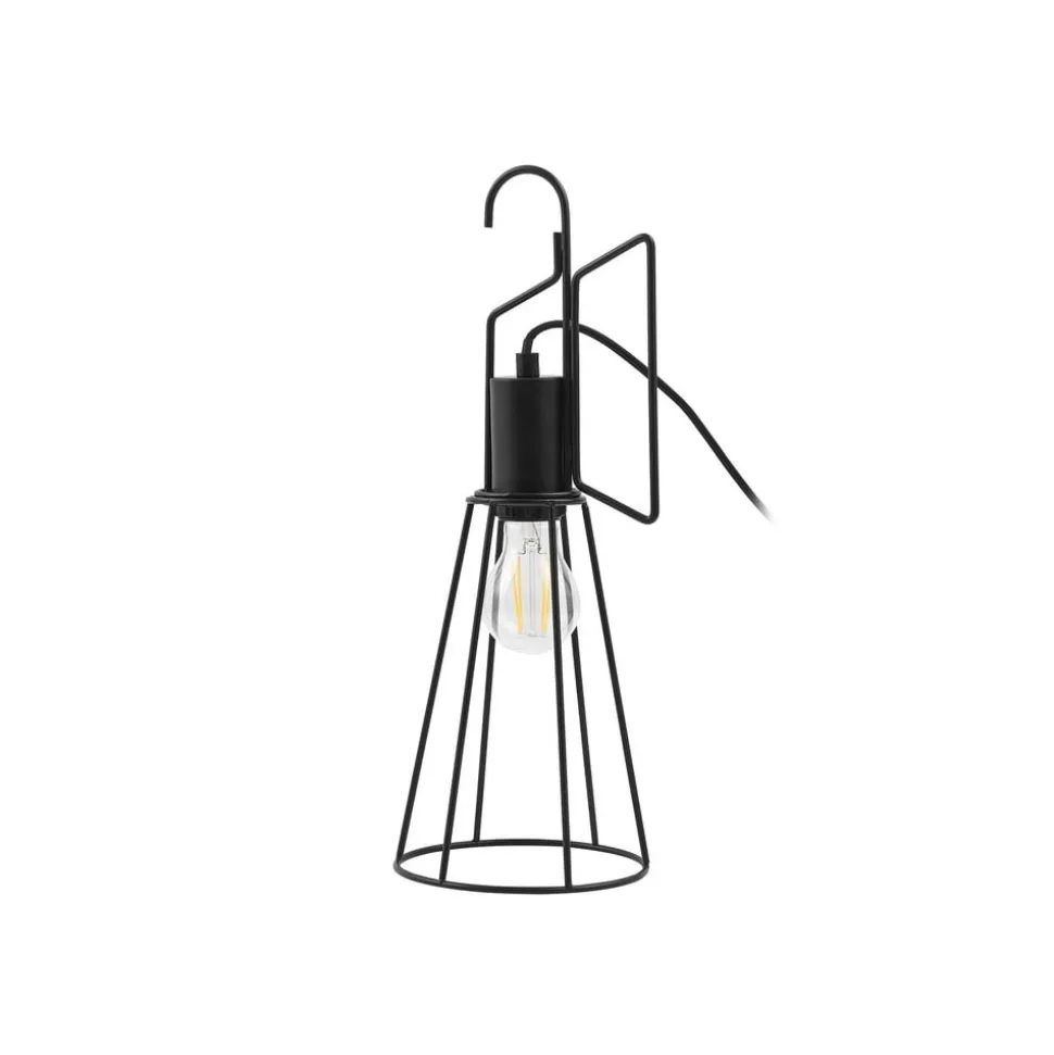 Lindby bordlampe Tharion, sort, metal, Ø 15,4 cm