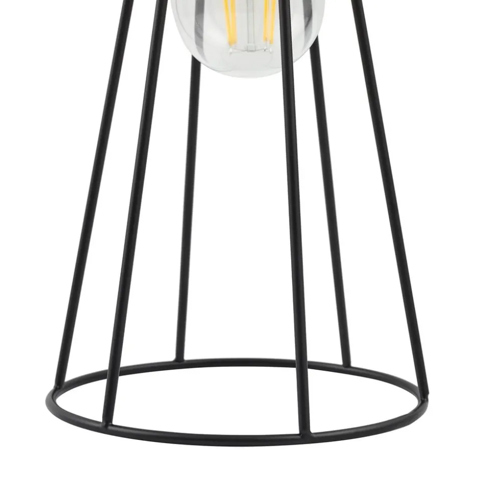 Lindby bordlampe Tharion, sort, metal, Ø 15,4 cm
