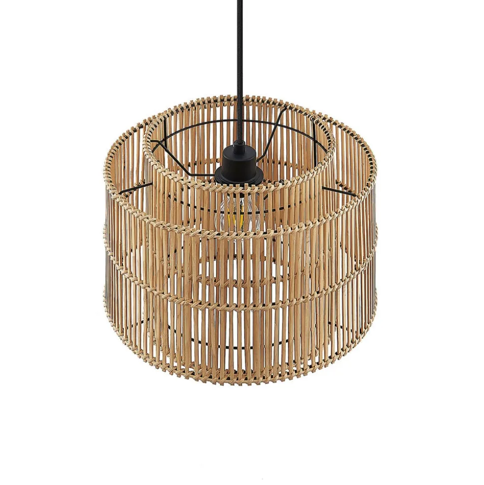 Lindby Bridga pendellampe, Ø 35 cm, sort, bambus