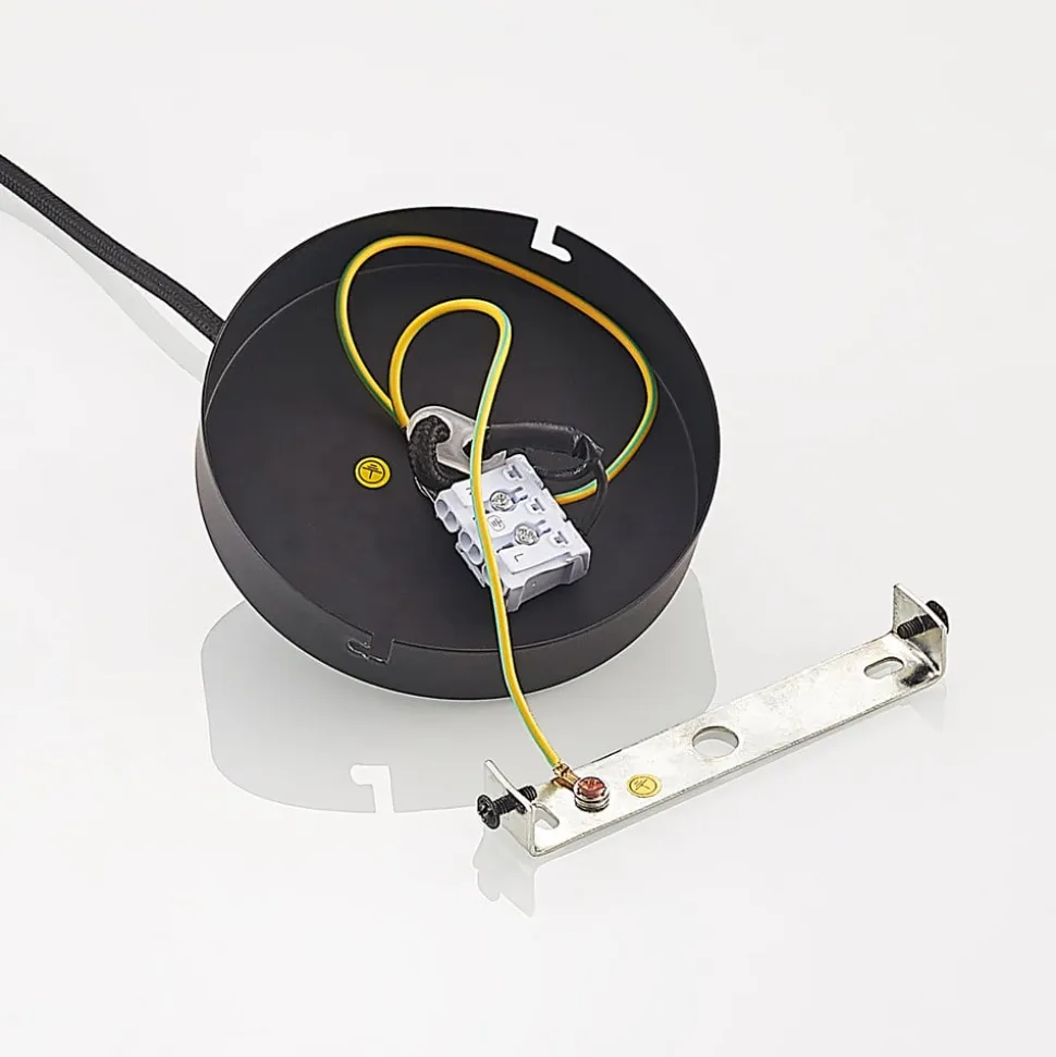Lindby Bridga pendellampe, Ø 35 cm, sort, bambus