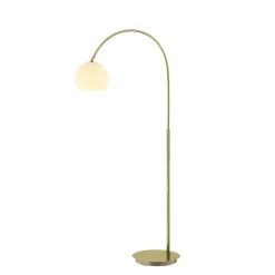 Lindby buelampe Cynthia, messingfarvet, glas, 140 cm, E27