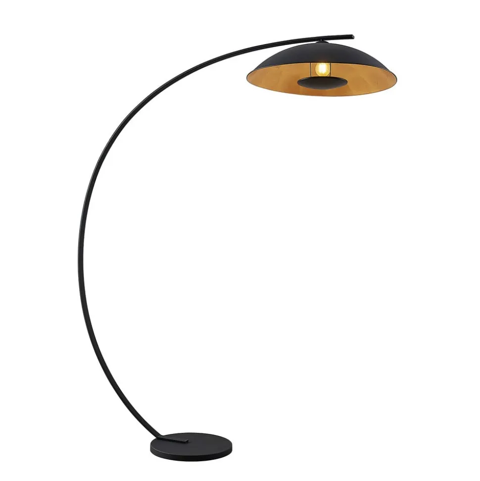 Lindby buelampe Emilienne, sort, guldfarvet, 180 cm