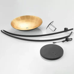 Lindby buelampe Emilienne, sort, guldfarvet, 180 cm