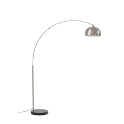 Lindby buelampe Hernando, nikkel, stål, højde 188 cm