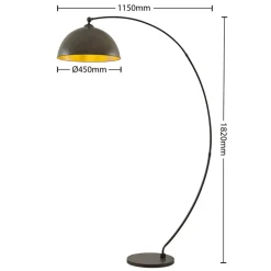 Lindby buelampe Jonera, grå, metal, E27, 185 cm høj