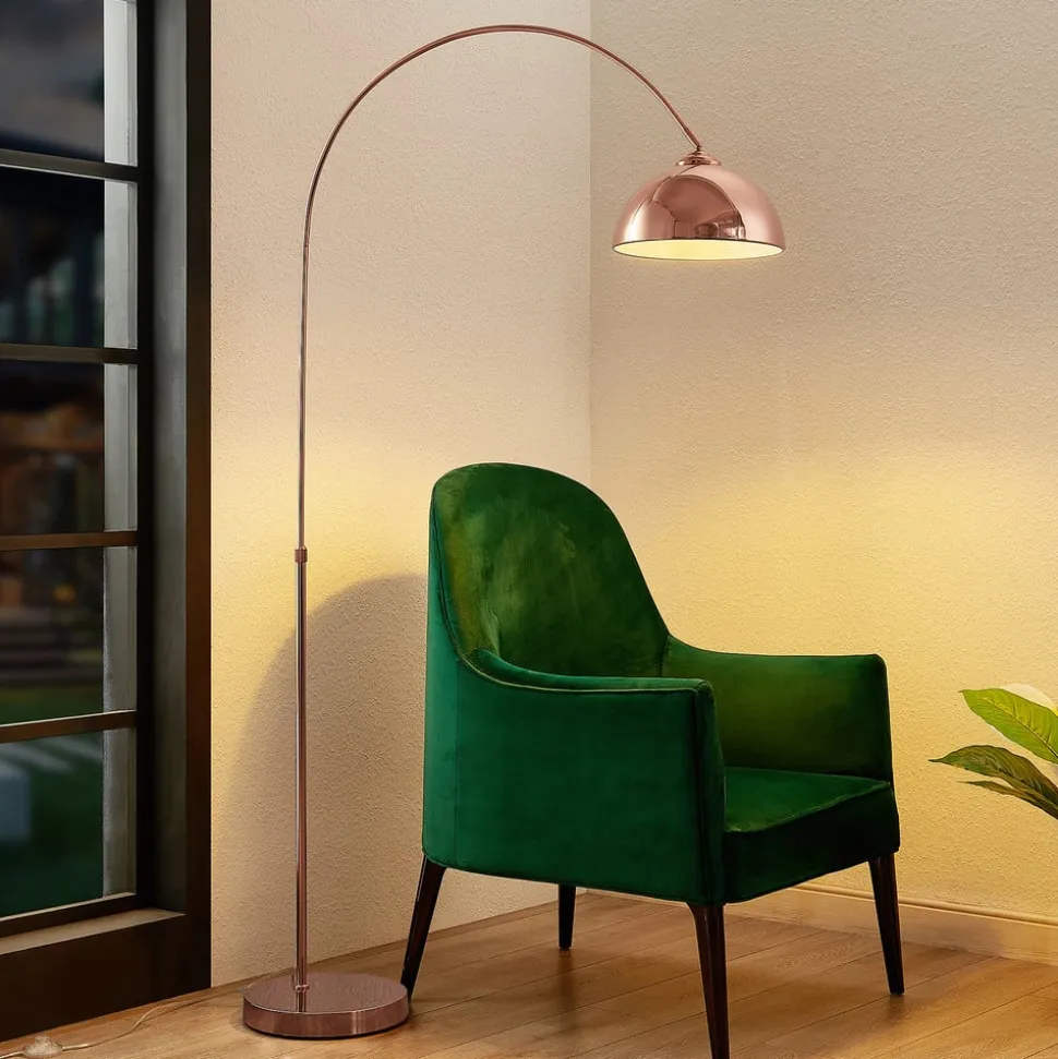 Lindby buelampe Lennart, kobber, højdejusterbar, E27