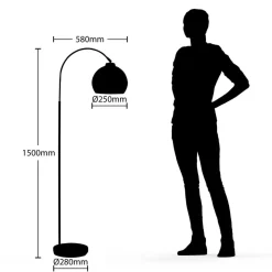 Lindby buelampe Minali, sort, metal, 148 cm høj, E27