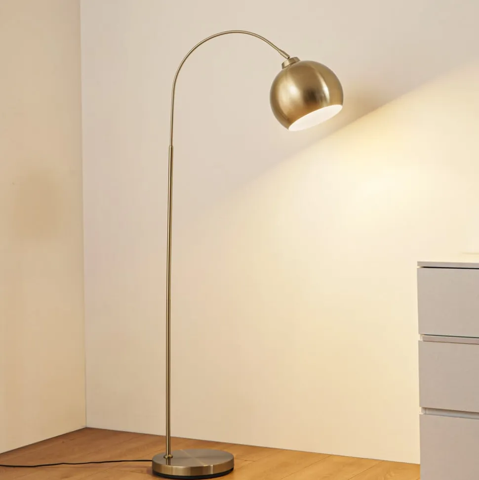 Lindby buelampe Moisia, messingfarvet, metal, 148 cm