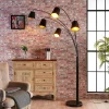 Lindby buelampe Tinne, sort/guld, marmor, 5 lyskilder, E14