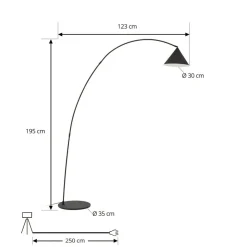 Lindby buelampe Triangolo, sort, højde 195 cm, metal E27