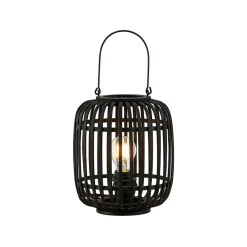 Lindby Canyana bordlampe, sort, rattan, 27 cm høj
