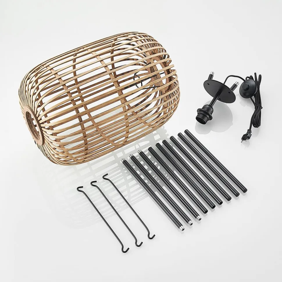 Lindby Canyana gulvlampe, 139 cm, natur, rattan, stativ
