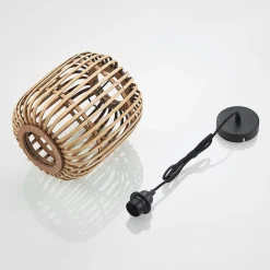 Lindby Canyana hængelampe, natur, rattan, Ø 22 cm