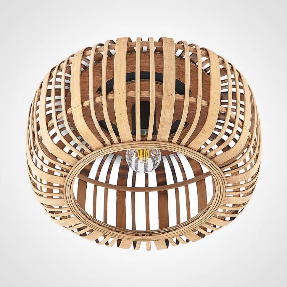 Lindby Canyana loftlampe, natur, rattan, Ø 40 cm
