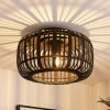 Lindby Canyana loftlampe, sort, rattan, Ø 40 cm