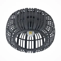 Lindby Canyana loftlampe, sort, rattan, Ø 40 cm