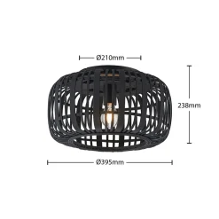 Lindby Canyana loftlampe, sort, rattan, Ø 40 cm