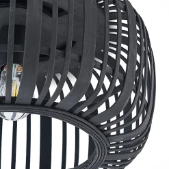 Lindby Canyana loftlampe, sort, rattan, Ø 40 cm