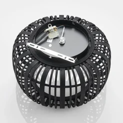 Lindby Canyana loftlampe, sort, rattan, Ø 40 cm