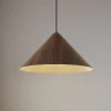 Lindby Clarine hængelampe, valnød, Ø 50 cm, metal