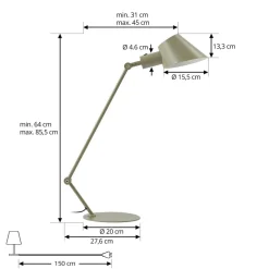 Lindby Corali bordlampe, lysegrøn, metal, højde 64 cm