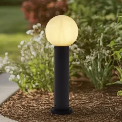 Lindby Dangan sokkellampe, hvid, højde 60 cm, glas, metal