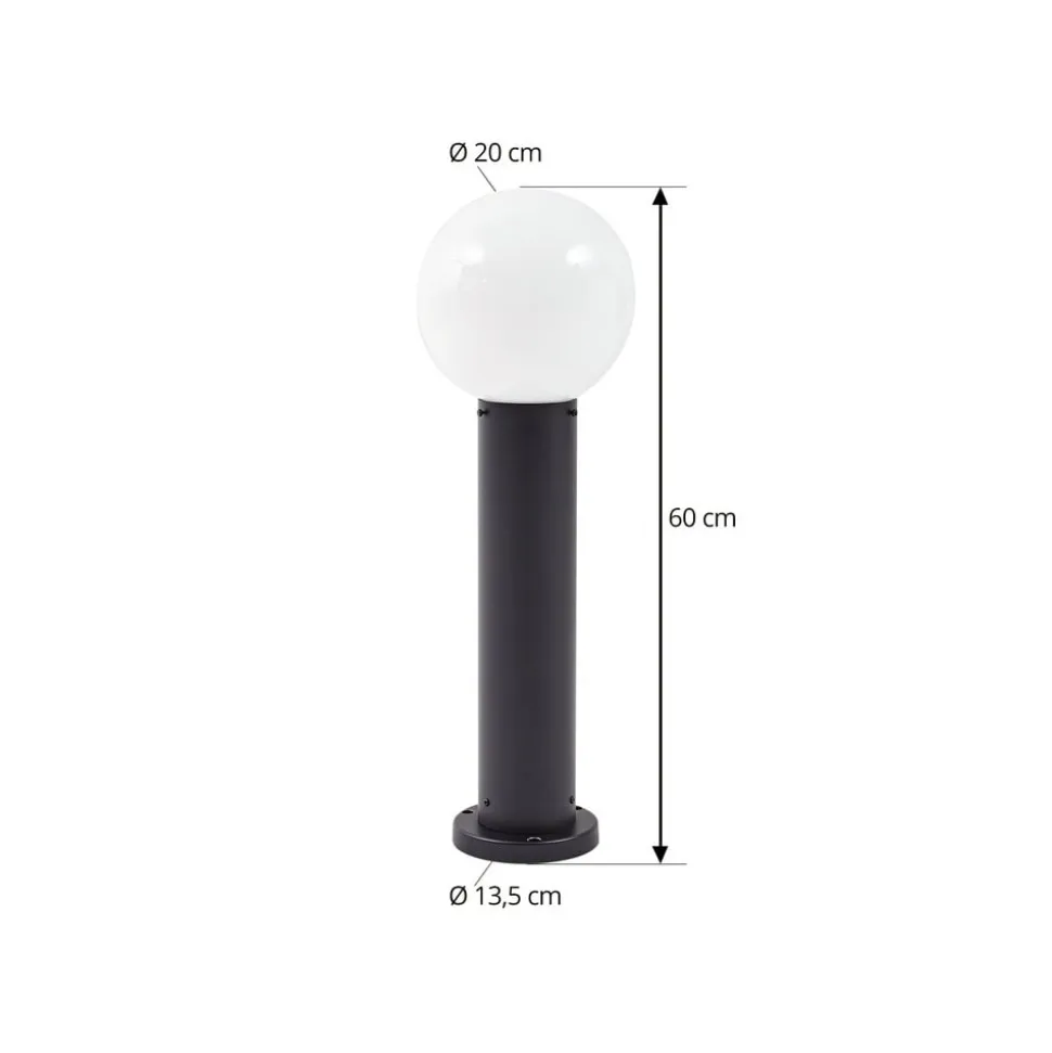 Lindby Dangan sokkellampe, hvid, højde 60 cm, glas, metal