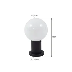 Lindby Dangan sokkellampe, hvid, højde 32 cm, glas, metal