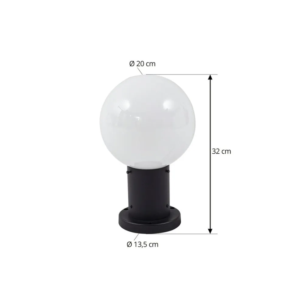 Lindby Dangan sokkellampe, hvid, højde 32 cm, glas, metal