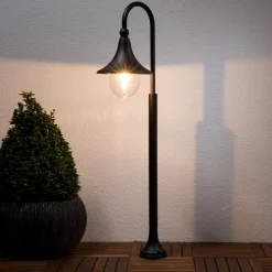 Lindby Daphne vejlampe, 120 cm, sort, metal, E27
