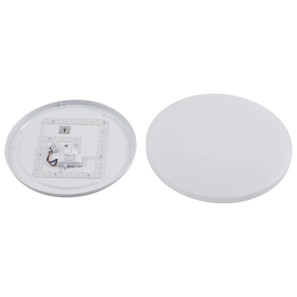 Lindby Doki LED udendørs loftslampe, 34 cm, hvid, plast