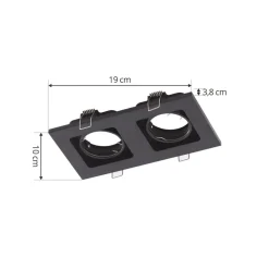 Lindby downlight Thorid, sort, 19 x 10 cm, 2 lyskilder, GU10