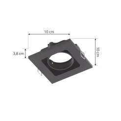 Lindby downlight Thorid, sort, 10 x 10 cm, sæt med 10, GU10