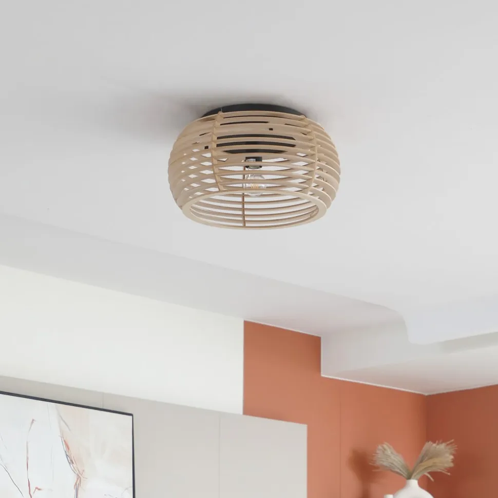 Lindby Ediz loftlampe, 1 lyskilde, E27, træ, Ø 44,4 cm