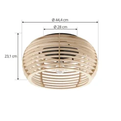 Lindby Ediz loftlampe, 1 lyskilde, E27, træ, Ø 44,4 cm