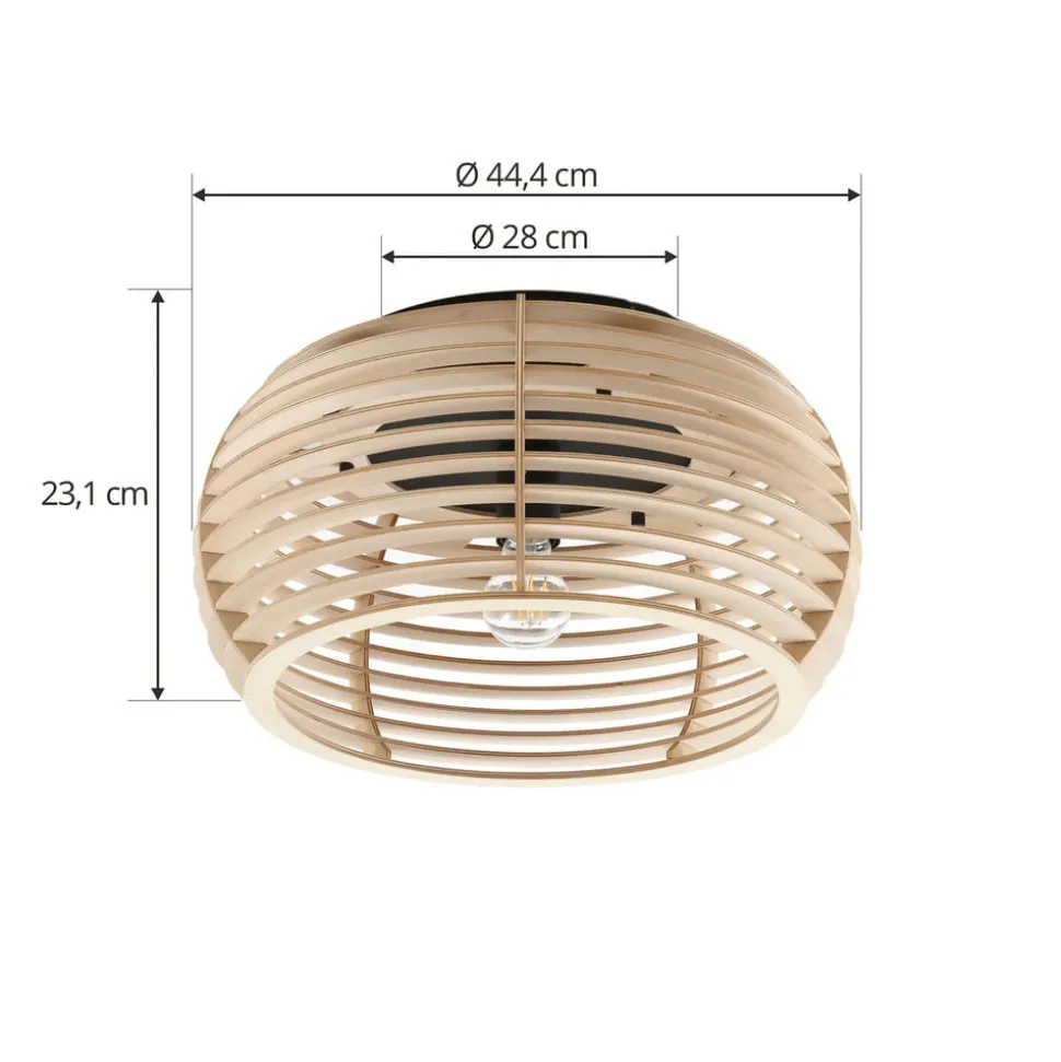 Lindby Ediz loftlampe, 1 lyskilde, E27, træ, Ø 44,4 cm