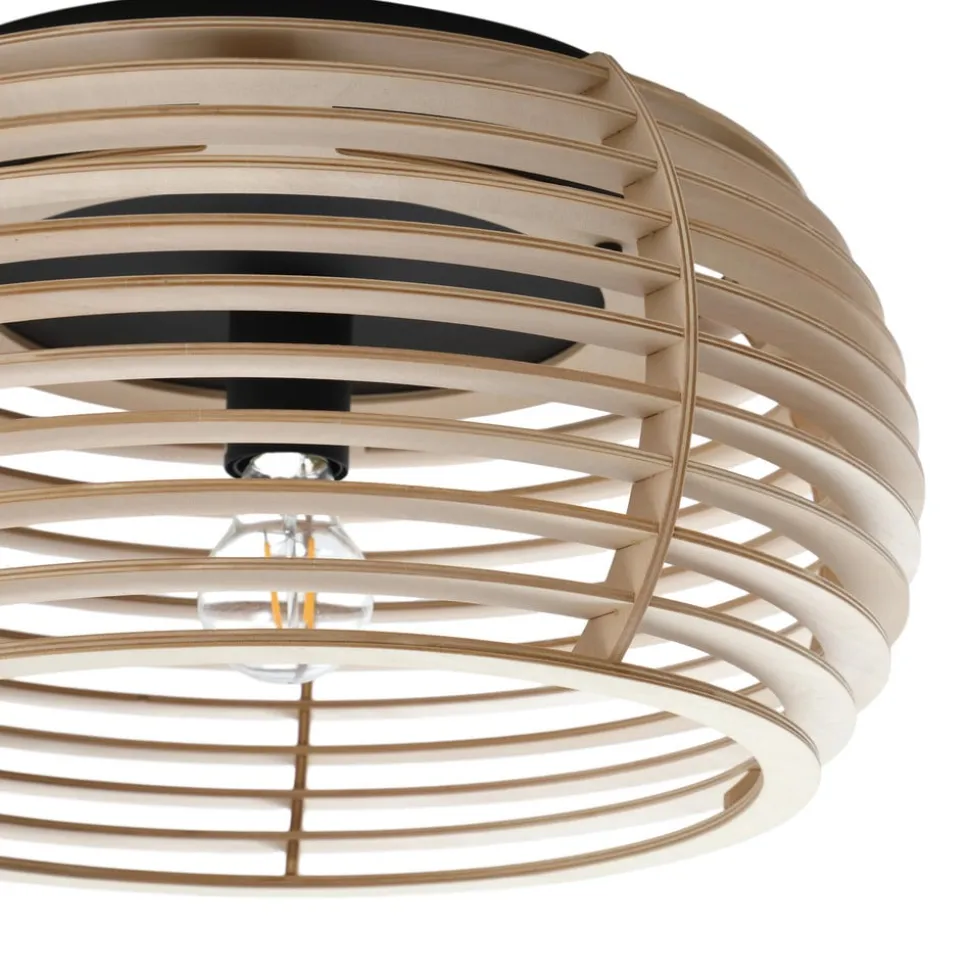Lindby Ediz loftlampe, 1 lyskilde, E27, træ, Ø 44,4 cm