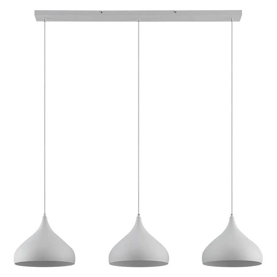 Lindby Elamira pendellampe, hvid, metal, 133 cm, 3 lyskilder.