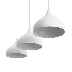 Lindby Elamira pendellampe, hvid, metal, 133 cm, 3 lyskilder.