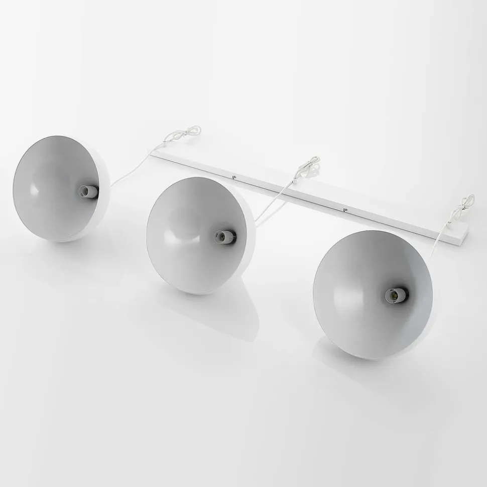Lindby Elamira pendellampe, hvid, metal, 133 cm, 3 lyskilder.