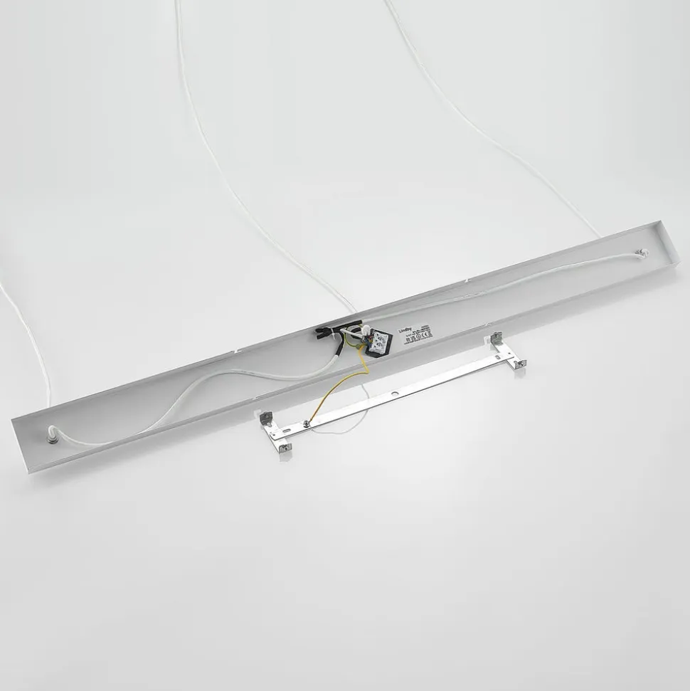 Lindby Elamira pendellampe, hvid, metal, 133 cm, 3 lyskilder.