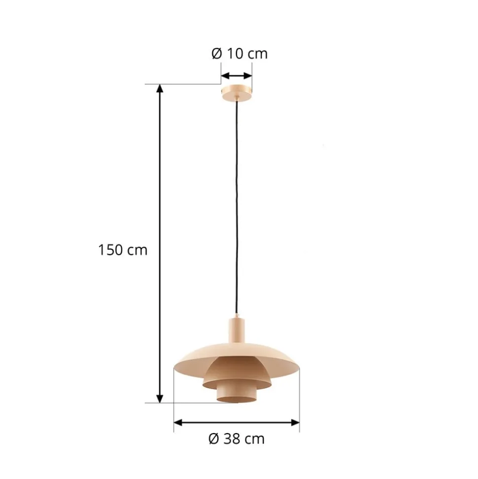 Lindby Elorri hængelampe, beige, Ø 38 cm, metal