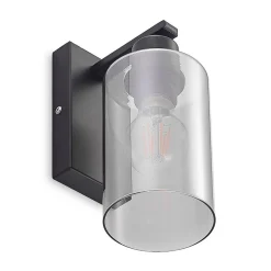 Lindby Emavi væglampe, sort/røggrå, glas, E27