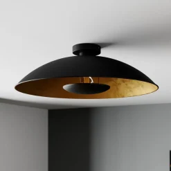 Lindby Emilienne loftlampe, sort/guld, metal, Ø 60 cm