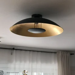 Lindby Emilienne loftlampe, sort/guld, metal, Ø 60 cm