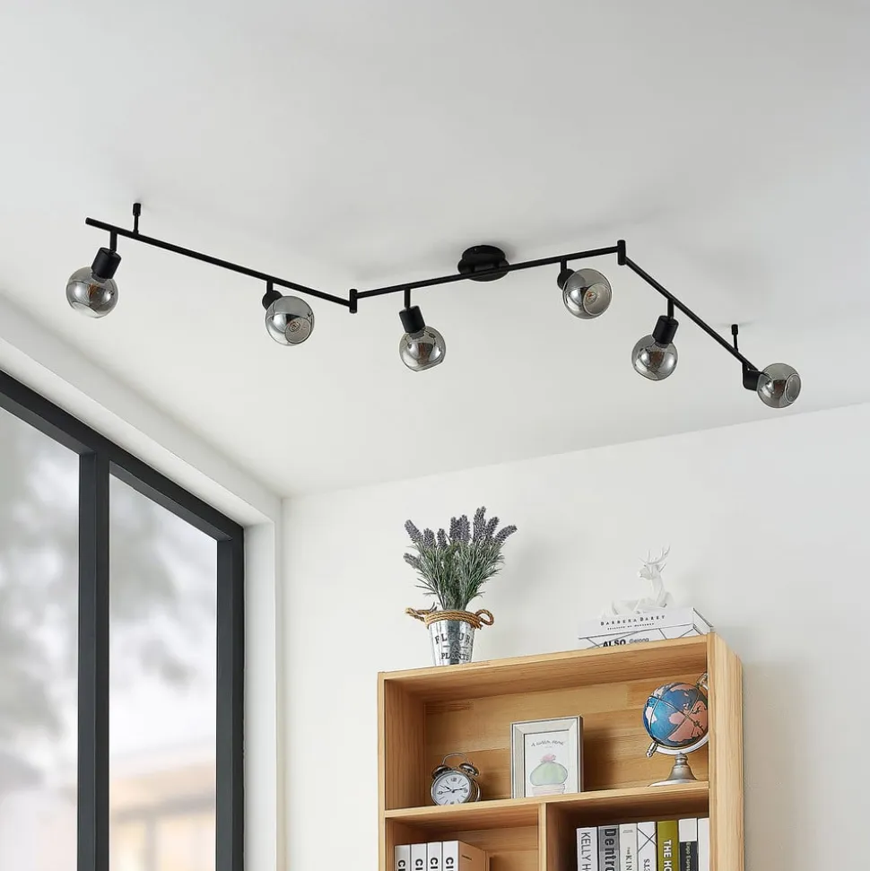 Lindby Eridia loftspot, sort, 6 lyskilder, langt