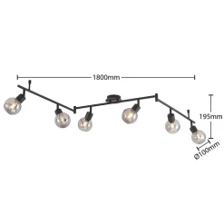 Lindby Eridia loftspot, sort, 6 lyskilder, langt