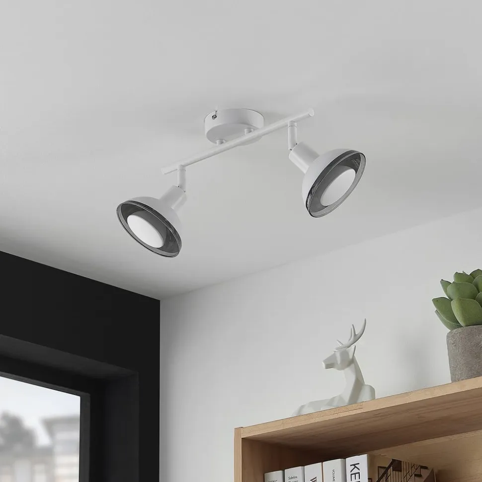 Lindby Erin loftspot, hvid, 2-lys, 31,5 cm, glas
